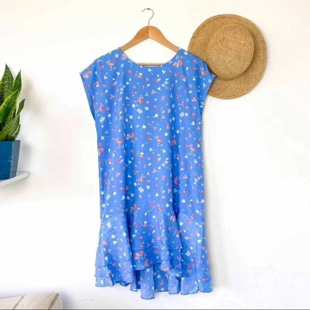 Joie Coreen Floral Tiered Dress in Blue size M Medium - Picture 2 of 11
